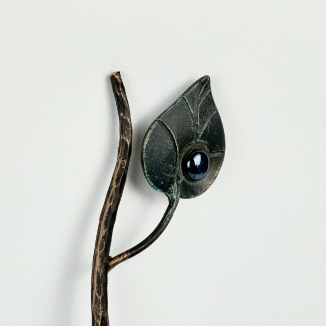 Copper Hand Forged Iron Wall Towel Rack (82cm) Antique Copper Branch Design with Glass Bead Leaves For Sale - Image 8 of 10