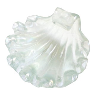 Barovier Toso Murano Vintage Iridescent Italian Art Deco Glass Mid Century Conch Seashell Bowl For Sale