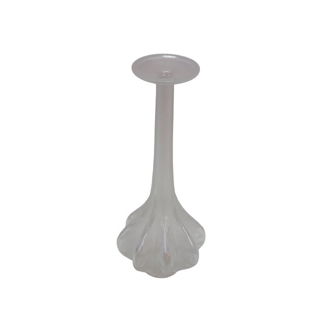 French Lalique France Crystal Marie Claude Soliflore Frosted Etched Crystal Vase 14" For Sale - Image 3 of 14