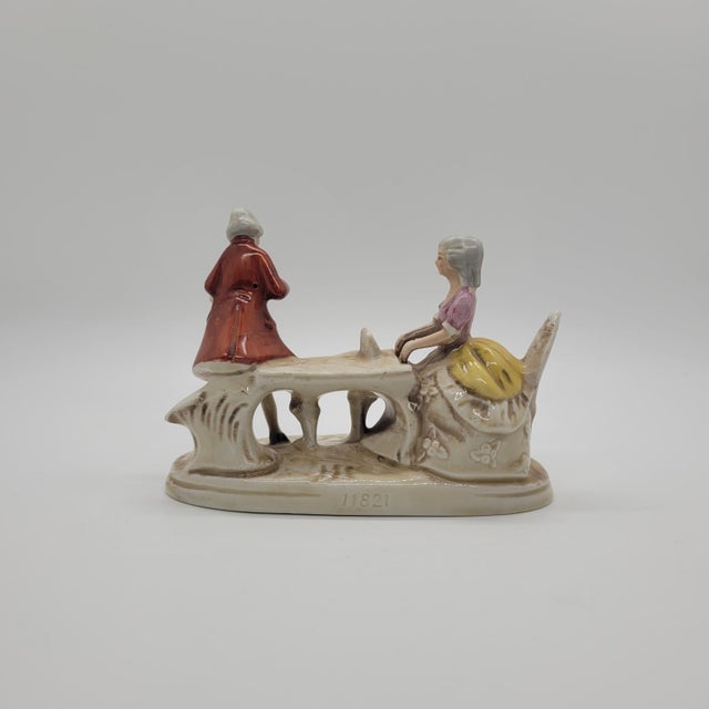 Rococo Vintage GDR East Germany Porcelain Figurine Musical Duo Violin Piano 11821 For Sale - Image 3 of 10