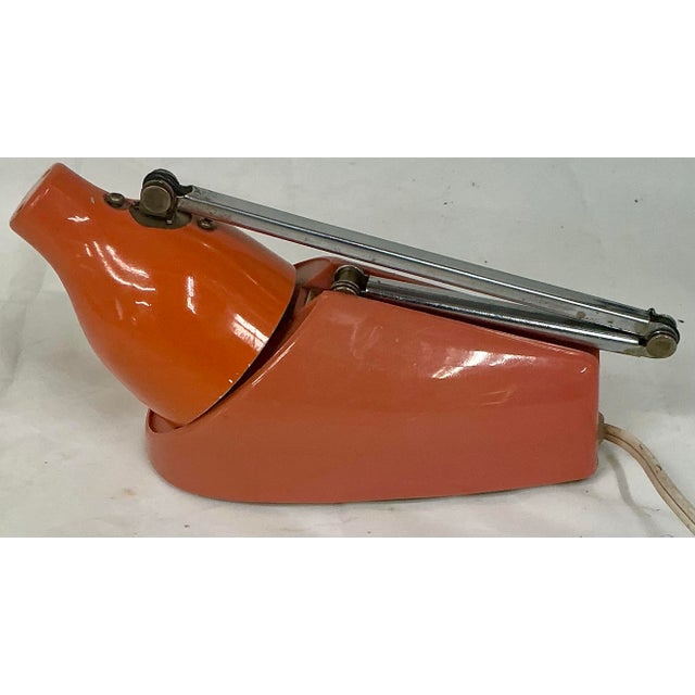 Midcentury Hamilton Industries Orange Articulated Small Desk Lamp For Sale - Image 10 of 12