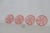 Art Deco Early 20th CenturyPink Depression Glass Drink Coasters 4pc Set With Raised Wheel Star Design For Sale - Image 3 of 13