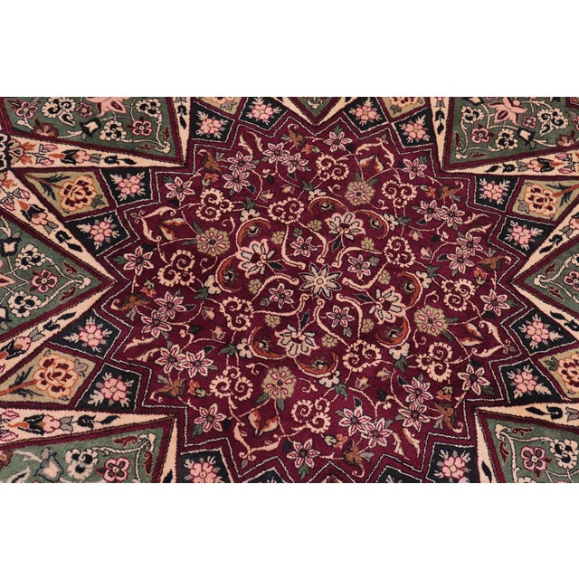 Mughal Art Inspired Pak-Persian Red/Brown Wool Rug - 9'1'' X 13'3'' For Sale - Image 4 of 9