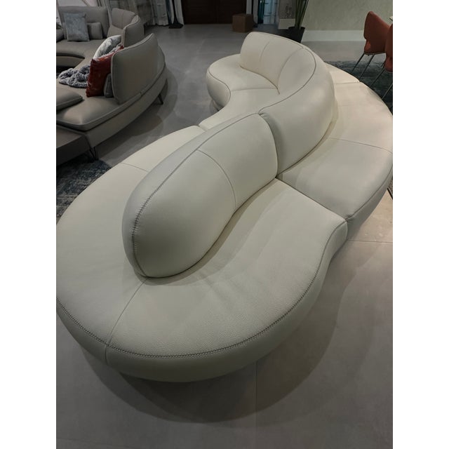 Not Yet Made - Made To Order Contemporary White Leather Sectional For Sale - Image 5 of 6