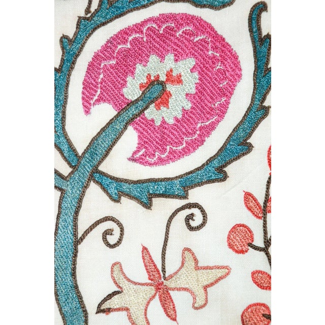 Persian 19th C. Suzani Bukhara Uzbekistan Antique Embroidered Islamic Art Textile Susani For Sale - Image 3 of 13