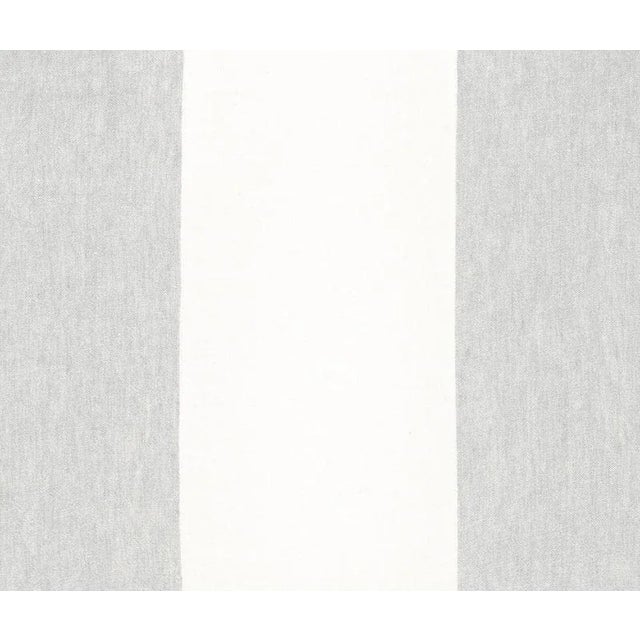 Sample - Schumacher Vista Linen Stripe Casement Fabric in Fog For Sale