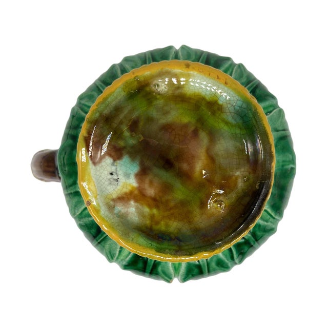 George Jones Majolica Wheat Pitcher With Green Acanthus Leaves, Ca. 1875 For Sale - Image 11 of 13