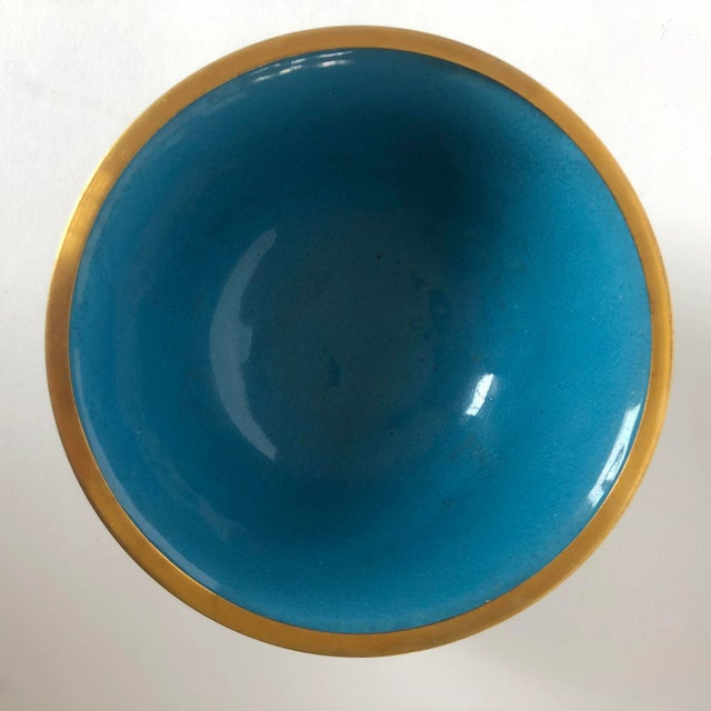 Japanese Vintage White Cloisonné Cherry Blossom Covered Dish For Sale - Image 3 of 6