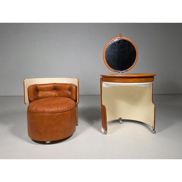 Rare ‘dilly dally’ dressing table and matching chair, designed by luigi massoni for poltrona frau in 1968. A wonderful...