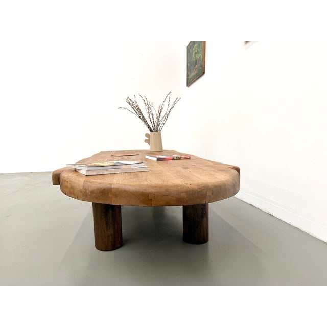 Wood Vintage Oval Coffee Table in Oak, 1950s For Sale - Image 7 of 18