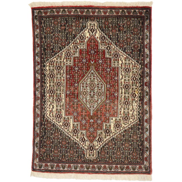 Vintage Persian Sanadaj Accent Rug - 02'05 X 03'05 For Sale - Image 9 of 9