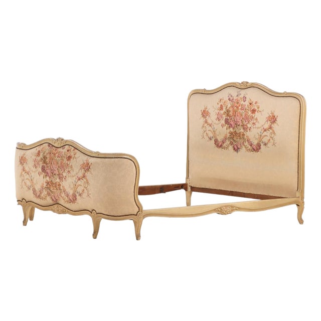 A French Louis XV Style 'Tapestry" Full Size Bed, C. 1930. For Sale