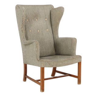 Vintage Wingback Chair by Borge Mogensen, 1940s For Sale