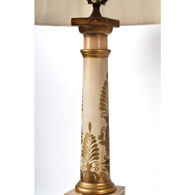 Pair Painted Tole Empire-Style Lamps, 20th Century For Sale - Image 4 of 9