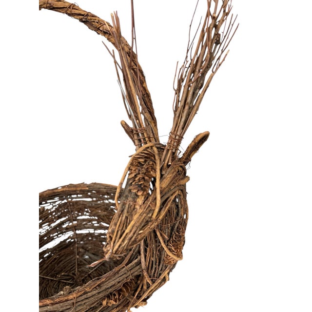 Vintage Natural Vine and Pinecones Stag Deer Basket For Sale - Image 6 of 8