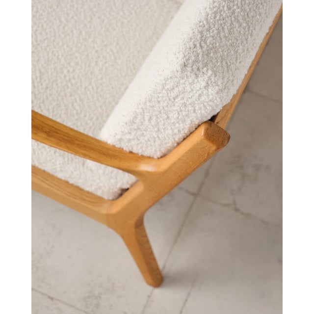 Mid-Century Danish Three-Seater Sofa in Oak with Bouclé Cover by Ole Wanscher for France & Son, 1950s For Sale - Image 15 of 18