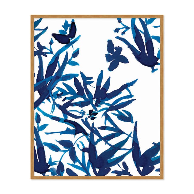 Contemporary Cobalt Vines 2 by Gold Rush Art, Art Print in Gold Frame, Large For Sale - Image 3 of 3