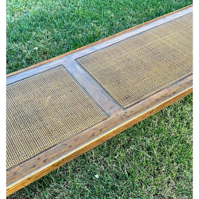Brown Vintage Drexel Heritage Faux Bamboo and Cane Console Table For Sale - Image 8 of 9