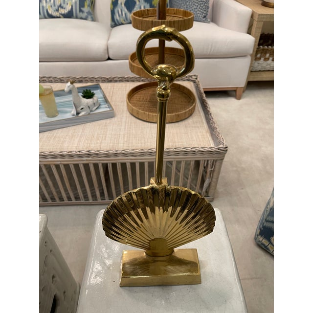 Coastal Vintage Polished Brass Door Stopper For Sale - Image 3 of 9