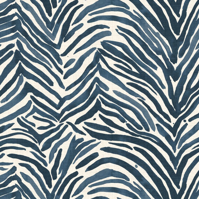 Transitional Swatch for Bed in Blue Washed Zebra For Sale - Image 3 of 3