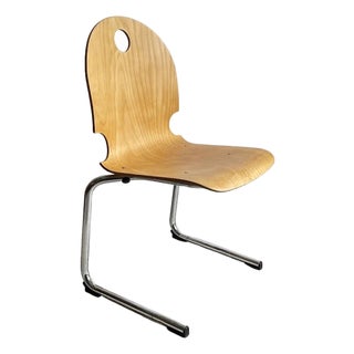 Mid-Century Modern Stacking Chair in Bentwood and Chrome, France, 1980s For Sale