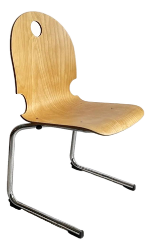 Mid-Century Modern Stacking Chair in Bentwood and Chrome, France, 1980s