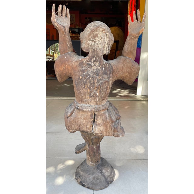 Wood 1940s Hand-Carved Wooden Religious Sculpture Fragment For Sale - Image 7 of 8