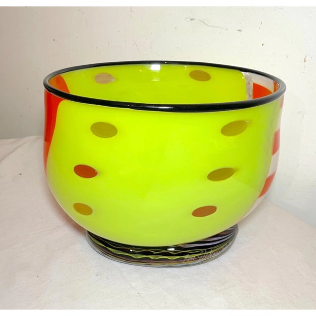 Glass Large Blown Harry Stuart RPM Studio Centerpiece Bowl Art Glass Sculpture Vase For Sale - Image 7 of 14