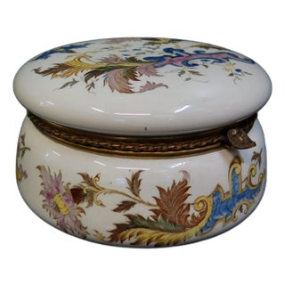 Late 19th Century Longwy Pottery Box For Sale