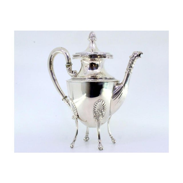 Metal Silver Coffee Pot with Reliefs and Friezes For Sale - Image 7 of 9