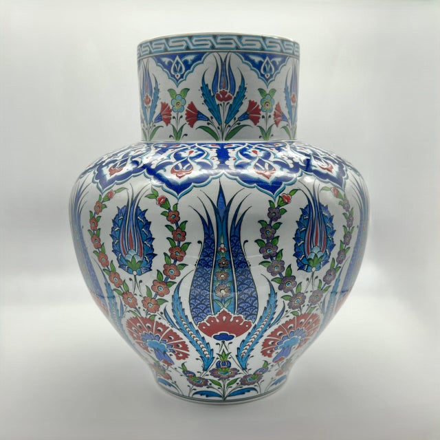 Ceramic Handmade Monumental Floor Vase (50cm) – Classic Iznik Pattern with Cypress – Ottoman Court Art For Sale - Image 7 of 9