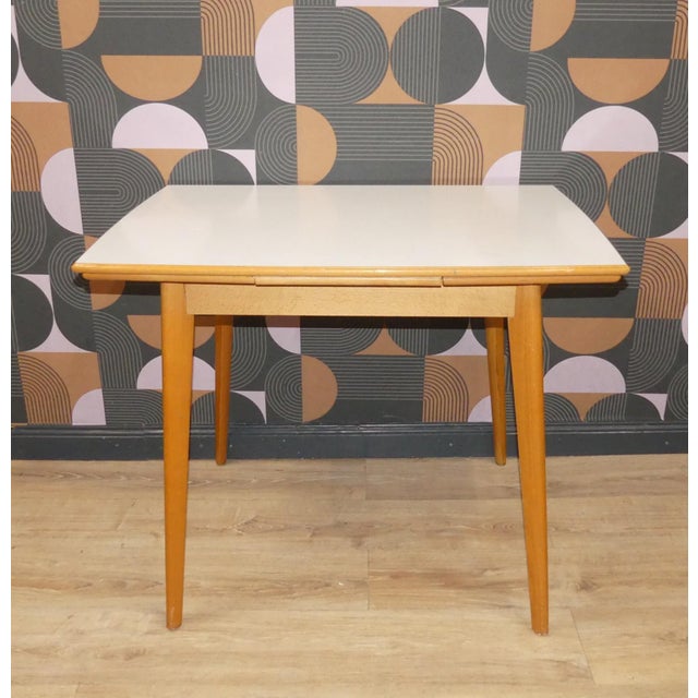 Vintage Extendable Kitchen Table in Wood, 1950s For Sale - Image 6 of 14