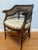 Asian Late 20th Century Polynesian Bamboo-Style Dark Cane Back & Seat Barrel Accent Chair With Cushion For Sale - Image 3 of 13
