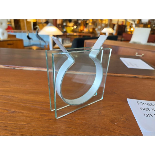 Metal Vintage Peter Hewitt MoMA Square Ribbon Vase Glass Anodized Aluminum For Sale - Image 7 of 16