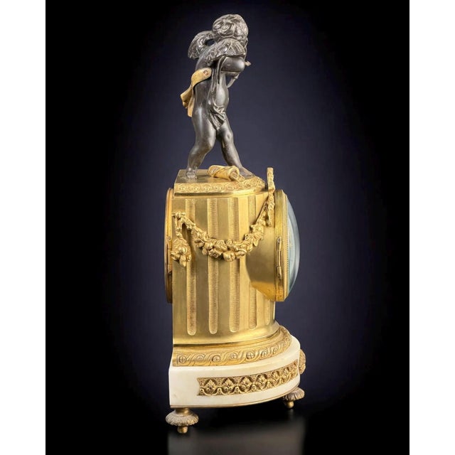 Louis XVI French Gilt Bronze Mantel Clock with Cupid For Sale - Image 4 of 16