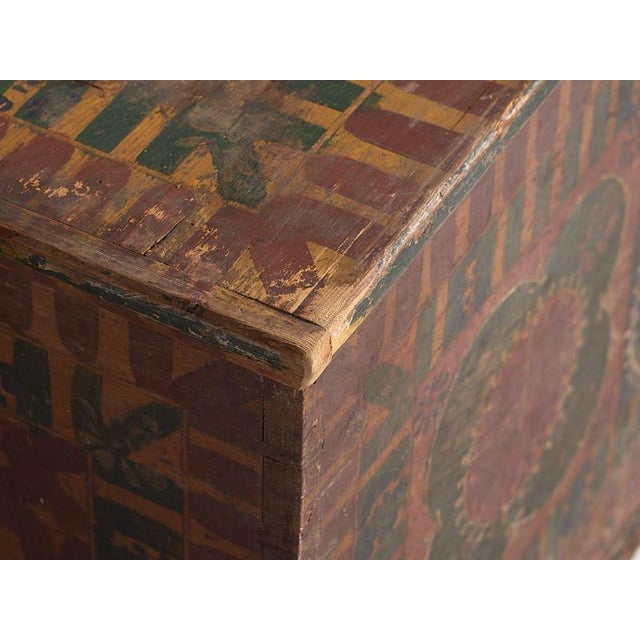 Large Antique Hand Painted Trunk, 1900s For Sale - Image 5 of 18