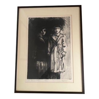 1950s Paris Les Juene Filles/the Young Women, French Black & White Lithograph by Robert Bertrand, Framed. For Sale