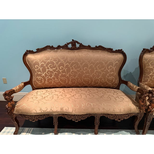 1980s Victorian Rococo Revival Living Room / Salon Set – 7 Pieces For Sale In Los Angeles - Image 6 of 8