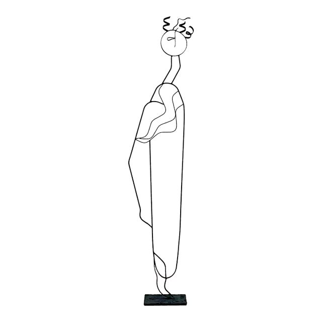Vintage Post Modern Wrought Iron Sculpture of Woman For Sale