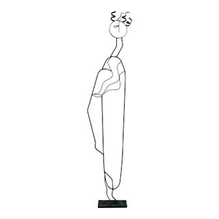 Vintage Postmodern Minimalist Iron Figural Sculpture For Sale