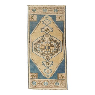 Turkish Mini Rug Oriental Hand Knotted Vintage Rug 1'5" x 3' #21221 For Sale