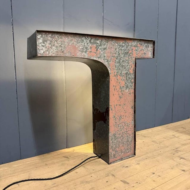 Large Zinc Letter T with Lighting from America For Sale - Image 8 of 18