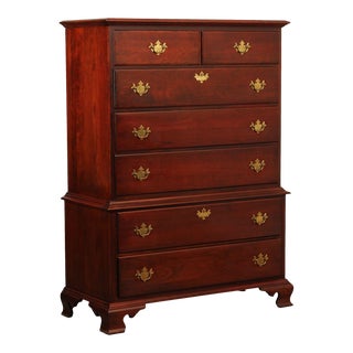 Nathan Hale Chippendale Style Vintage Cherry Tall Chest For Sale