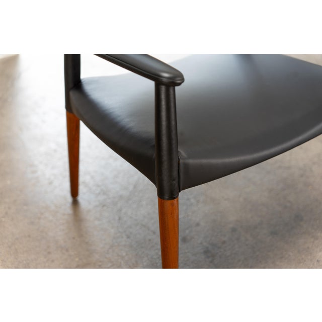Black Leather Armchair by Ejnar Larsen and Aksel Bender Madsen for Willy Beck, 1949 For Sale - Image 8 of 11