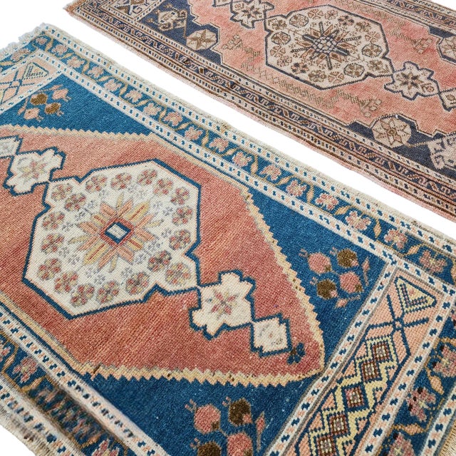 Light Pink Muted Color Turkish Small Area Rugs - a Pair For Sale - Image 8 of 9