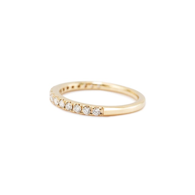 Modern 14k Yellow Gold 0.34ct Round Brilliant Lab Grown Diamond Half Eternity Band, Size 5.5 For Sale - Image 3 of 9