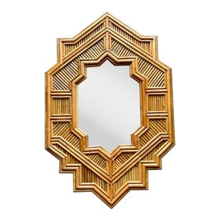 Vintage Boho Star Bamboo Mirror For Sale