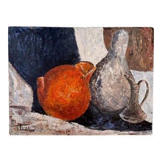Vintage 1966 Mid-Century Modern Still Life Oil Painting – 24x18 For Sale