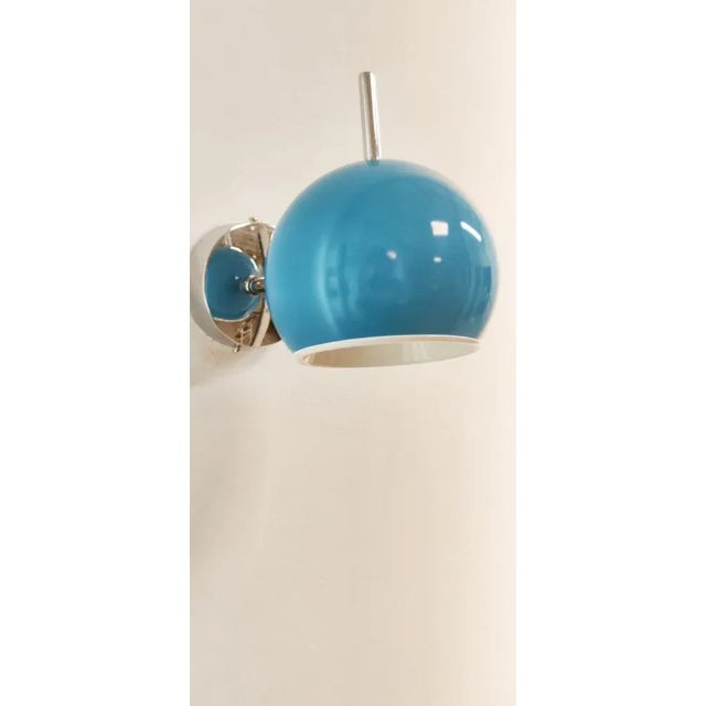 Space Age Adjustable Chrome and Light Blue Wall Light For Sale - Image 11 of 12