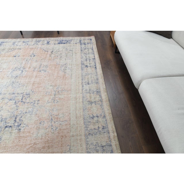 1970s 1970s Vintage Persian Handmade Wool Cotton Orange Area Rug For Sale - Image 5 of 11
